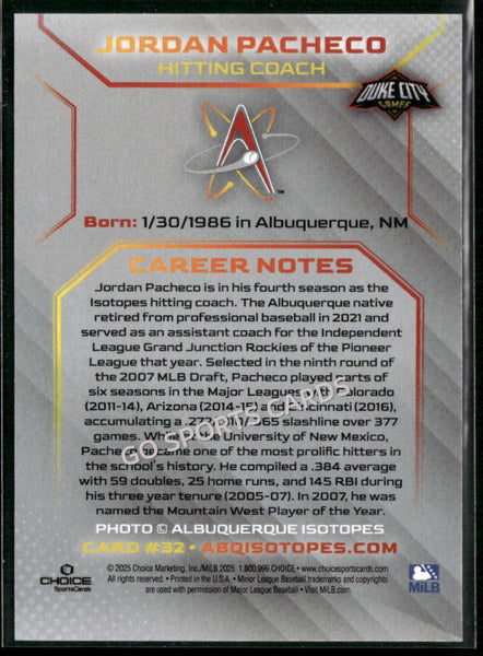 2025 Albuquerque Isotopes Jordan Pacheco