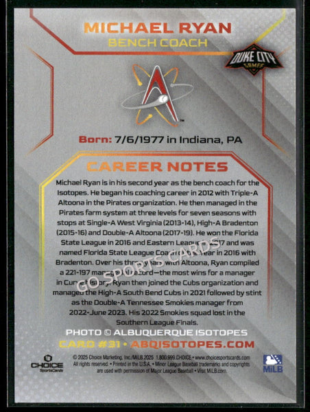 2025 Albuquerque Isotopes Michael Ryan