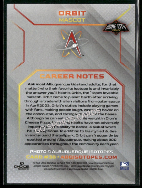 2025 Albuquerque Isotopes Orbit Mascot