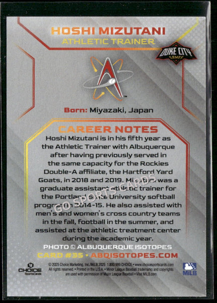 2025 Albuquerque Isotopes Hoshi Mizutani