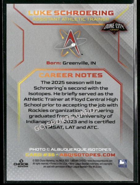 2025 Albuquerque Isotopes Luke Schroering