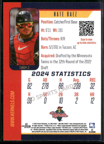 2025 Cedar Rapids Kernels Nate Baez