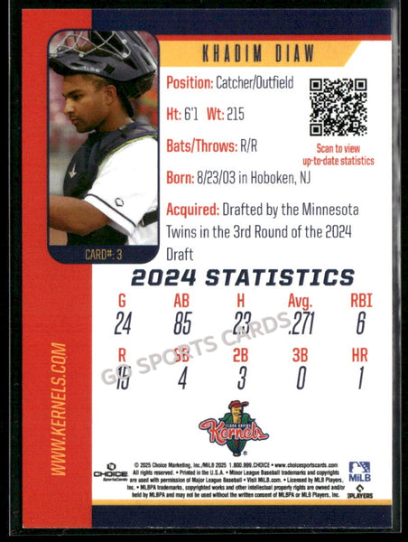 2025 Cedar Rapids Kernels Khadim Diaw