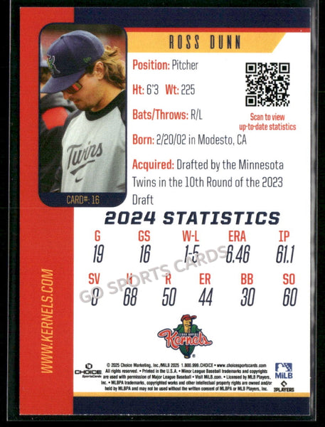 2025 Cedar Rapids Kernels Ross Dunn