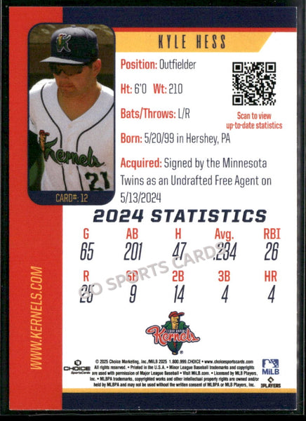 2025 Cedar Rapids Kernels Kyle Hess