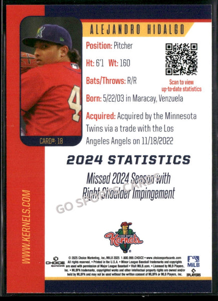 2025 Cedar Rapids Kernels Alejandro Hidalgo