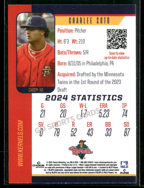 2025 Cedar Rapids Kernels Charlee Soto