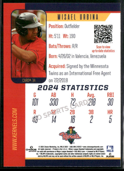 2025 Cedar Rapids Kernels Misael Urbina