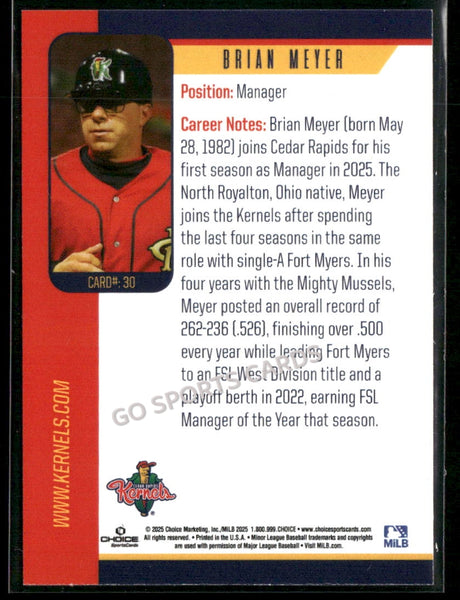 2025 Cedar Rapids Kernels Brian Meyer