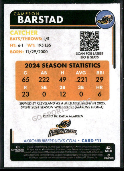 2025 Akron RubberDucks Cameron Barstad