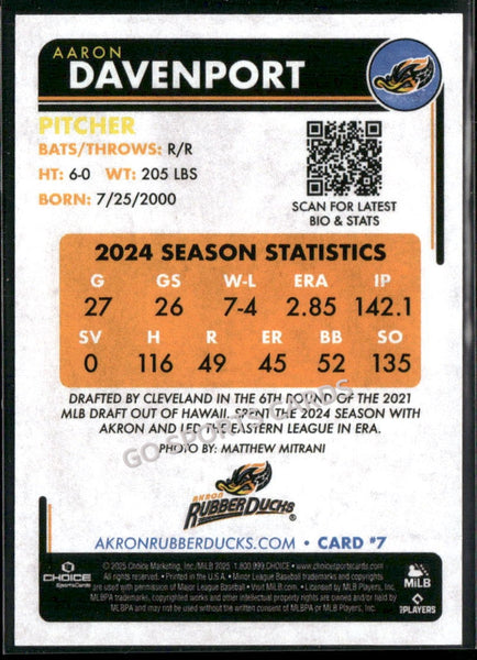 2025 Akron RubberDucks Aaron Davenport