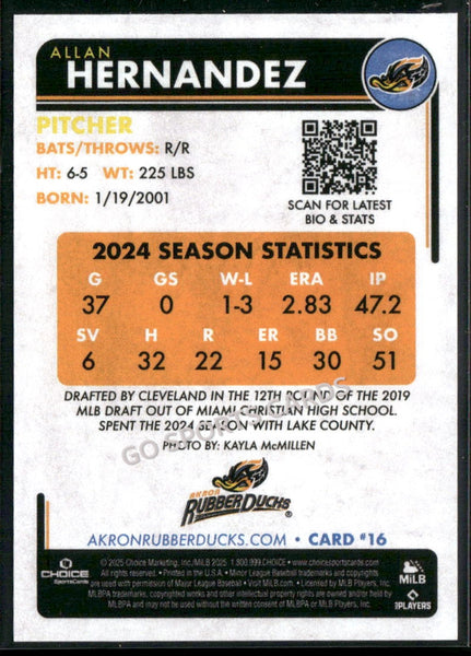 2025 Akron RubberDucks Allan Hernandez