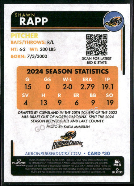2025 Akron RubberDucks Shawn Rapp