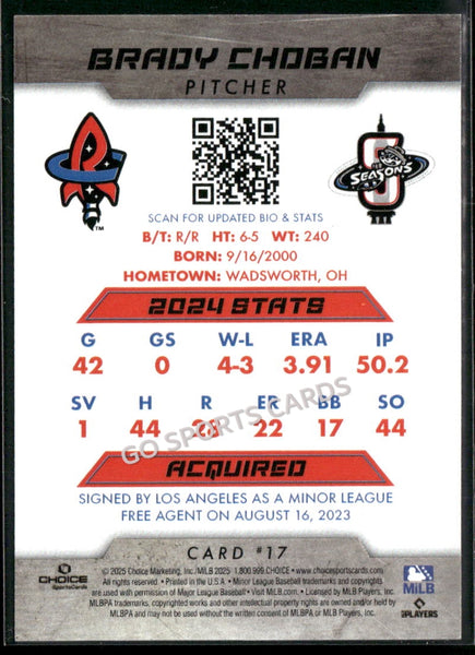 2025 Rocket City Trash Pandas Brady Choban