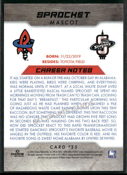 2025 Rocket City Trash Pandas Sprocket Mascot