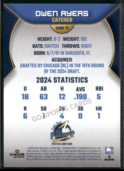 2025 Myrtle Beach Pelicans Owen Ayers