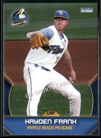 2025 Myrtle Beach Pelicans Hayden Frank