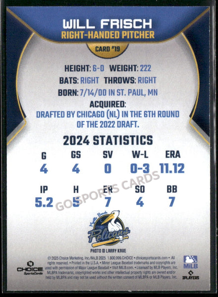 2025 Myrtle Beach Pelicans Will Frisch