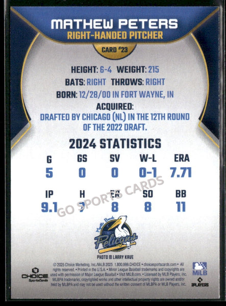2025 Myrtle Beach Pelicans Mathew Peters