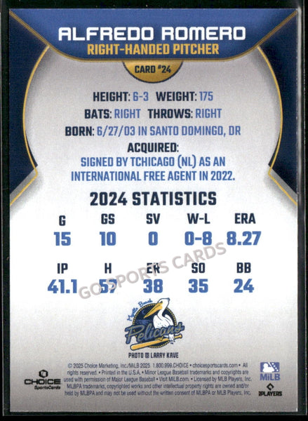 2025 Myrtle Beach Pelicans Alfredo Romero