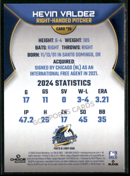 2025 Myrtle Beach Pelicans Kevin Valdez