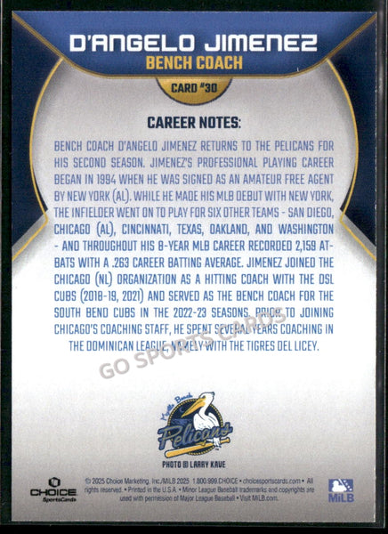 2025 Myrtle Beach Pelicans D'Angelo Jimenez