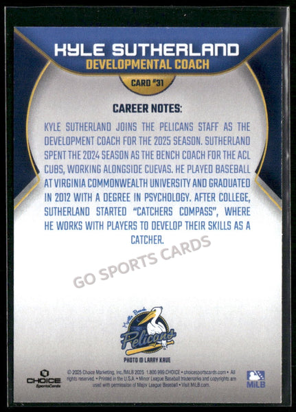2025 Myrtle Beach Pelicans Kyle Sutherland