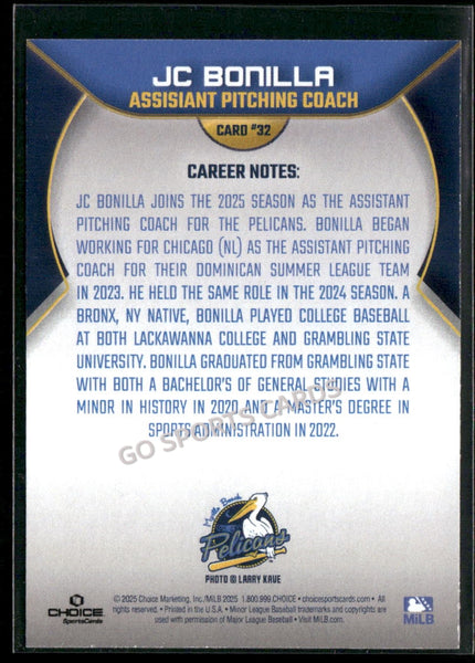 2025 Myrtle Beach Pelicans JC Bonilla