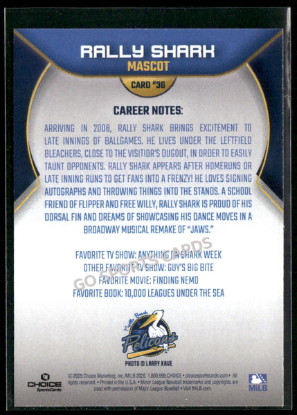 2025 Myrtle Beach Pelicans Rally Shark Mascot