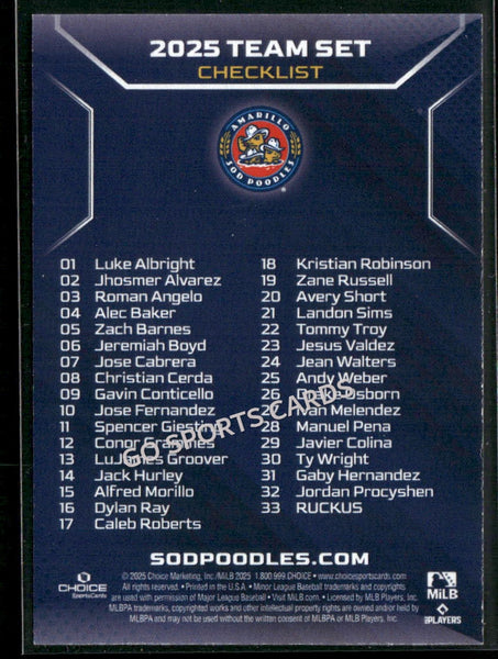 2025 Amarillo Sod Poodles Header Checklist