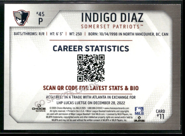 2025 Somerset Patriots Indigo Diaz
