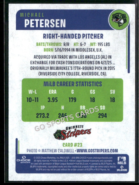 2025 Gwinnett Stripers Michael Petersen