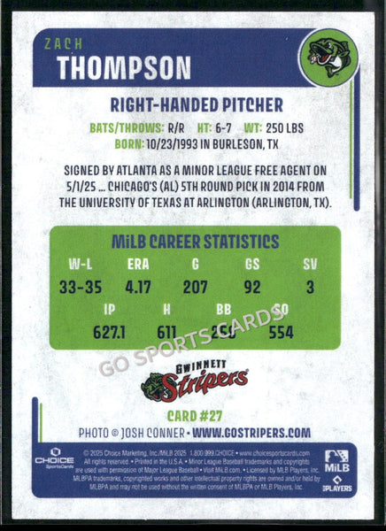 2025 Gwinnett Stripers Zach Thompson