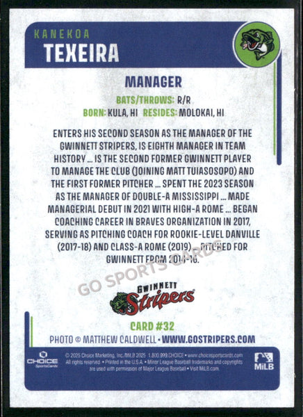 2025 Gwinnett Stripers Kanekoa Texeira