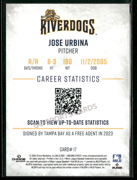2025 Charleston RiverDogs Jose Urbina
