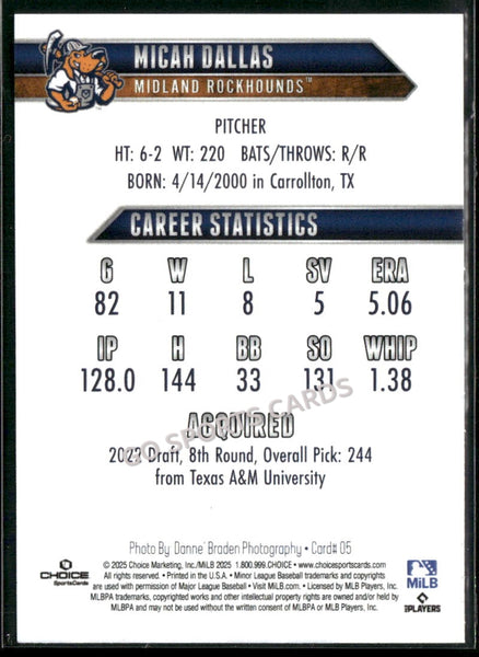 2025 Midland Rockhounds Micah Dallas