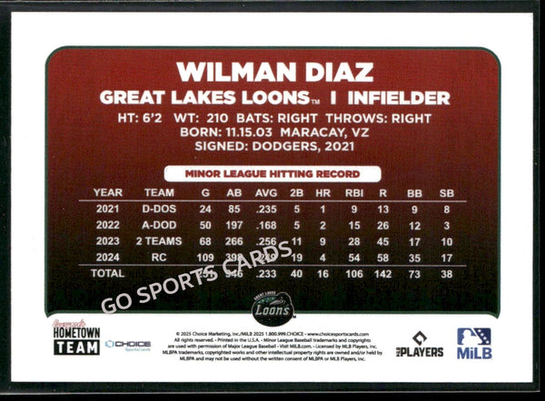 2025 Great Lakes Loons Wilman Diaz