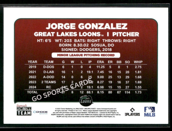 2025 Great Lakes Loons Jorge Gonzalez