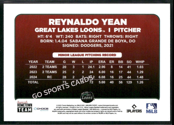 2025 Great Lakes Loons Reynaldo Yean