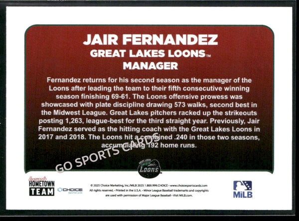 2025 Great Lakes Loons Jair Fernandez