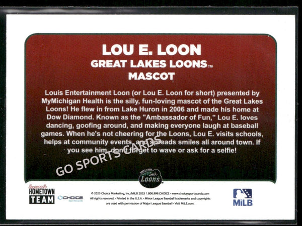 2025 Great Lakes Loons Lou E Loon Mascot