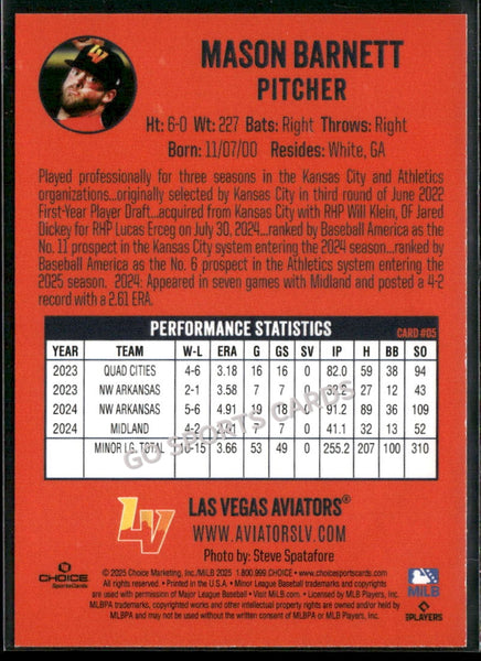 2025 Las Vegas Aviators Mason Barnett