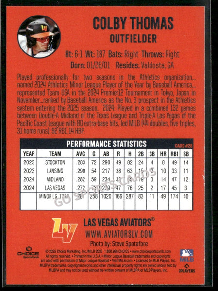 2025 Las Vegas Aviators Colby Thomas