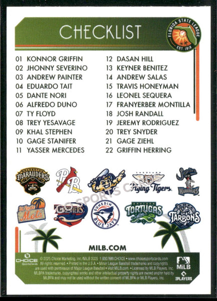 2025 Florida State League Top Prospects FSL 2nd Header Checklist