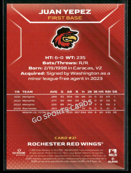 2025 Rochester Red Wings Juan Yepez