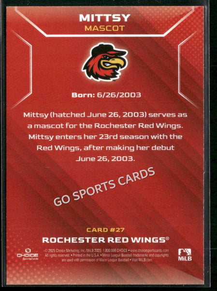 2025 Rochester Red Wings Mittsy Mascot