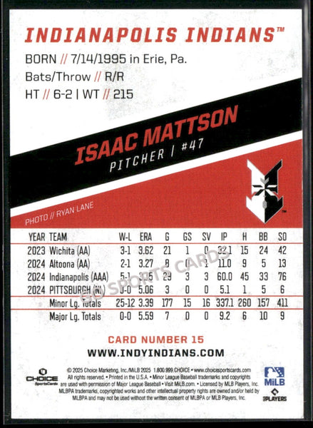 2025 Indianapolis Indians Isaac Mattson