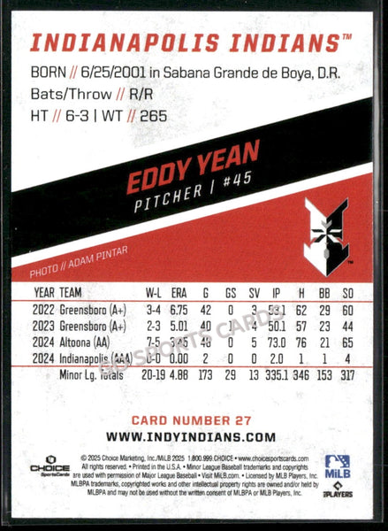 2025 Indianapolis Indians Eddy Yean