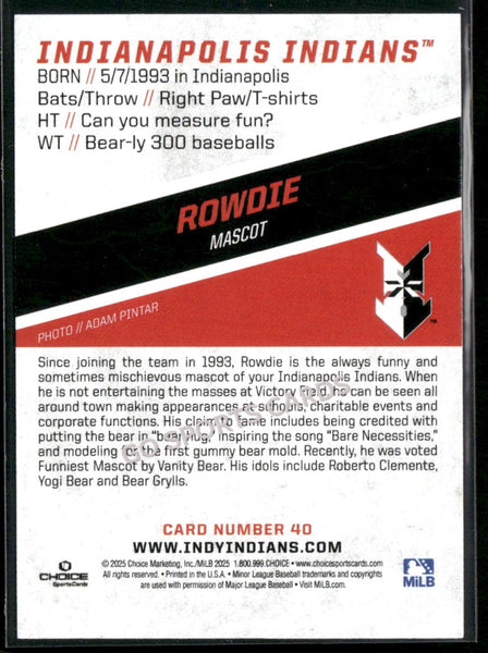 2025 Indianapolis Indians Rowdie Mascot