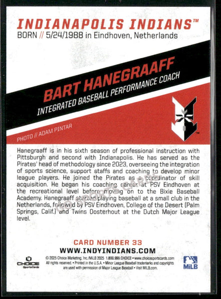 2025 Indianapolis Indians Bart Hanegraaff